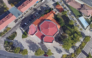 Vista aérea de la iglesia de la Resurrección del Señor.