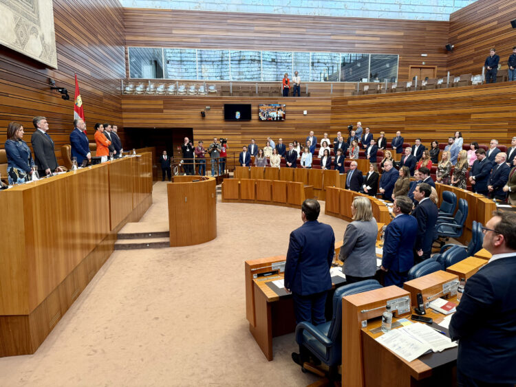 Las Cortes inician el Pleno con un minuto de silencio en memoria de los mineros muertos. / Leticia Pérez