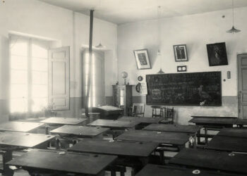 Aula de la escuela de Aguilafuente en 1929.