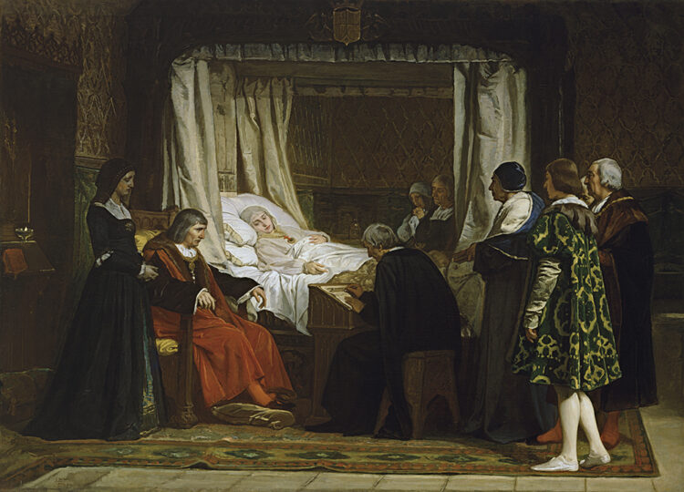 “Doña Isabel la Católica dictando su testamento”. Eduardo Rosales, 1864.