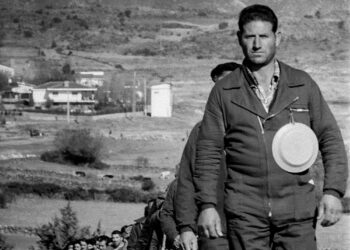 Imagen de 1980 de los mineros marchando hacia Madrid. Fotografía de Bernardo Pérez