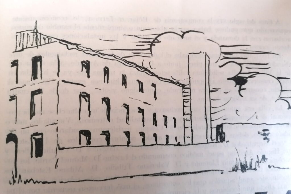 Grabado de la antigua fábrica de paños.