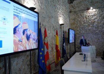 Jordi Esteve, durante la presentación del informe que su firma de consultoría realizó acerca del impacto socioeconómico de la IE University en Segovia./ IE UNIVERSITY