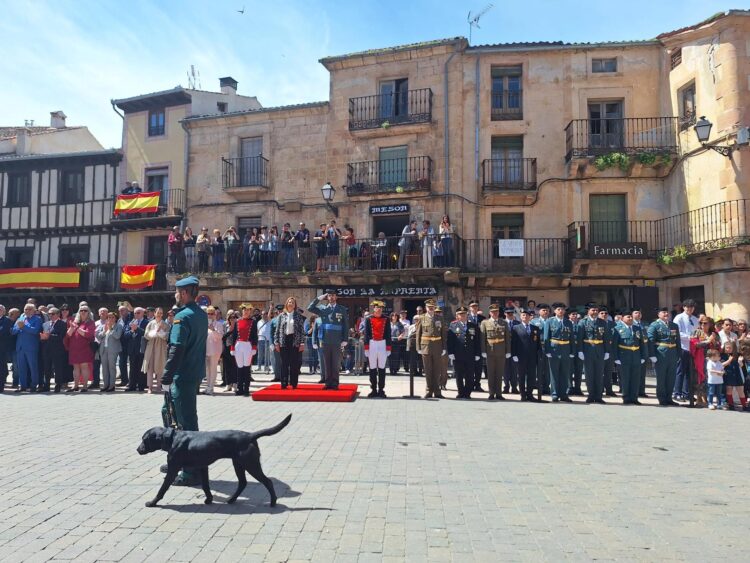 Momento del desfile de la Guardia Civil en Sepúlveda por su 181 aniversario.