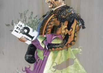 Ilustración del pintor cuellarano Alfonso Rey para la Corrida de la Prensa de Madrid, con Morante de la Puebla como protagonista.