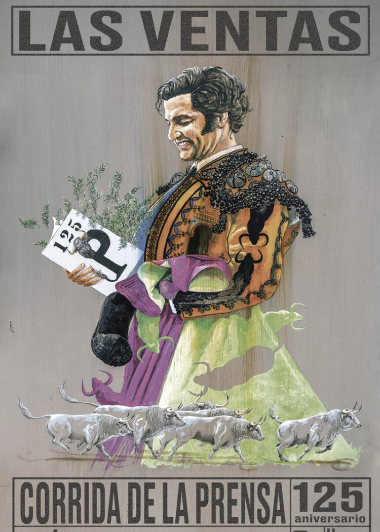 Ilustración del pintor cuellarano Alfonso Rey para la Corrida de la Prensa de Madrid, con Morante de la Puebla como protagonista.