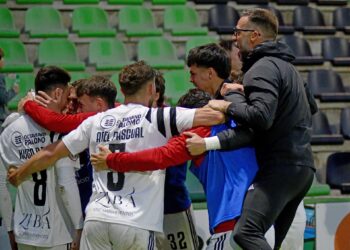 Tras el gol de Hugo Díaz, se desató la locura en los jugadores y el banquillo de la Gimnástica Segoviana (FOTO: JUAN MARTÍN-G. SEGOVIANA)