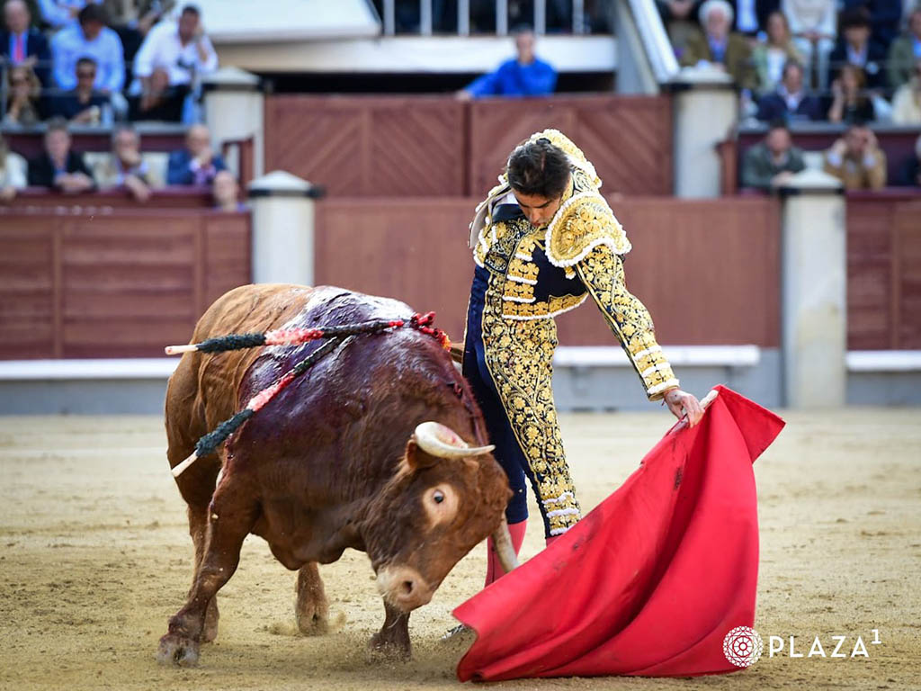 Natural de Miguel Ángel Perera, al segundo toro de Alcurrucén. / PLAZA 1