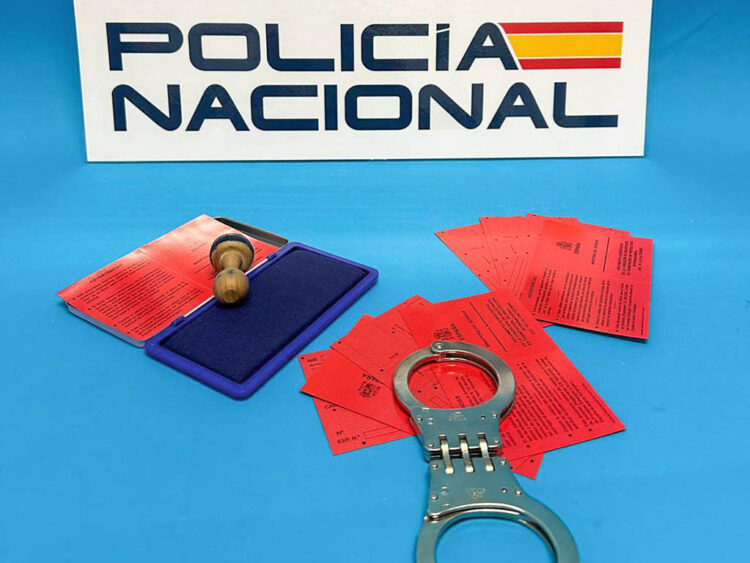 Desmantelada una red de falsificación de tarjetas de protección internacional que operaba en Segovia 1 Tarjetas rojas, de protección internacional. / POLICÍA NACIONAL