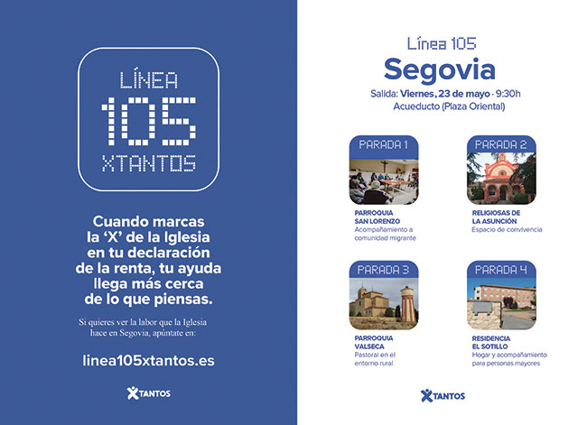 Folleto de la ‘Línea 105Xtantos’ con el viaje preparado por la Diócesis segoviana. FOTO: DIÓCESIS DE SEGOVIA