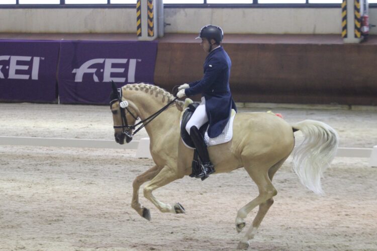 Alejandro Díaz Boza, con ‘Caramelo de Ferri’, en un ejercicio del Nacional./FHCYL