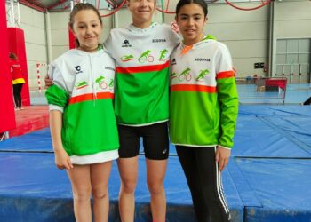 Gael Casado, Elena Gómez y Luna González durante la cita en Aranda de Duero./T. LACERTA