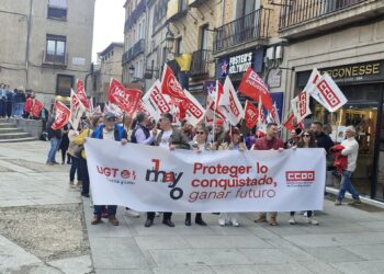Manifestación a su paso por la Plaza de Medina del Campo.