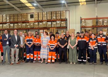 Recepción del material en la nave de la Agencia de Protección Civil y Emergencias de Valladolid.