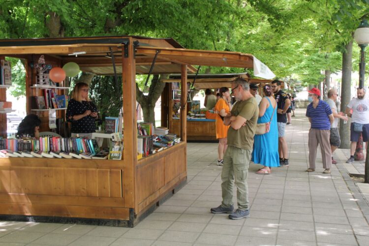 La Feria del Libro de Cuéllar cierra una decimosexta edición llena de actividades 1 Un hombre mira una de las casetas.