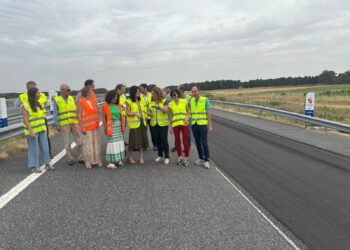 Instantes de la visita a las obras en la A-601 / JCYL