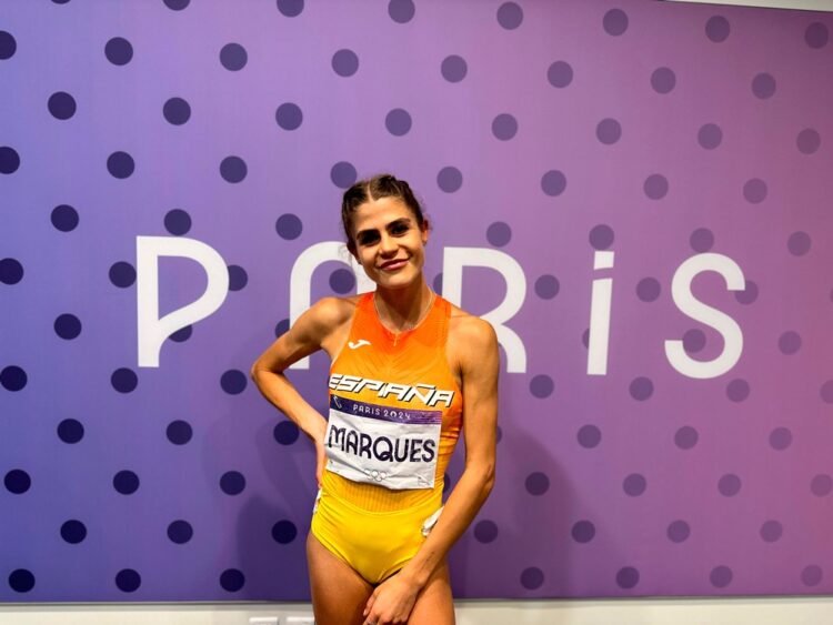 Águeda Marqués durante la cita en los Juegos de París./RFEA
