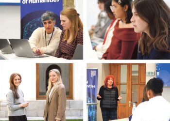 Algunos momentos de las sesiones del ciclo ‘Humanities Speaker Series’ desarrolladas en el campus de Segovia. / IEU