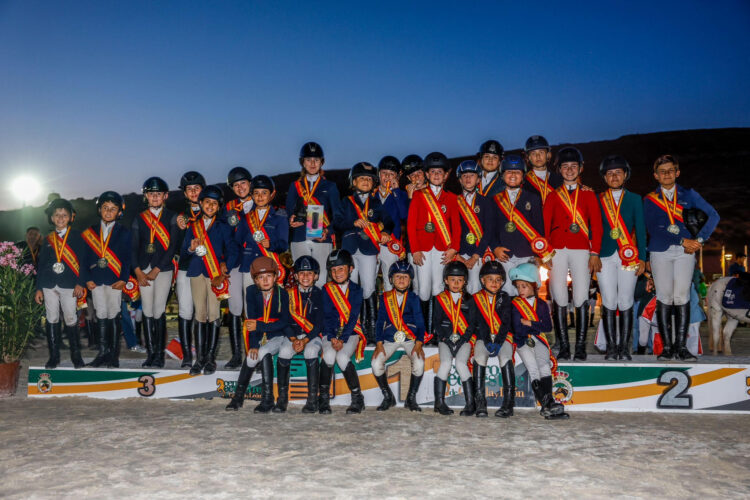 Castilla y León, campeona de salto por equipos en Ponis A 0* en el Nacional 1 Los ganadores en la prueba de salto por equipos posan en el podio./FHCYL