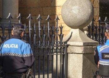 Agentes en la Plaza Mayor./ E.A.