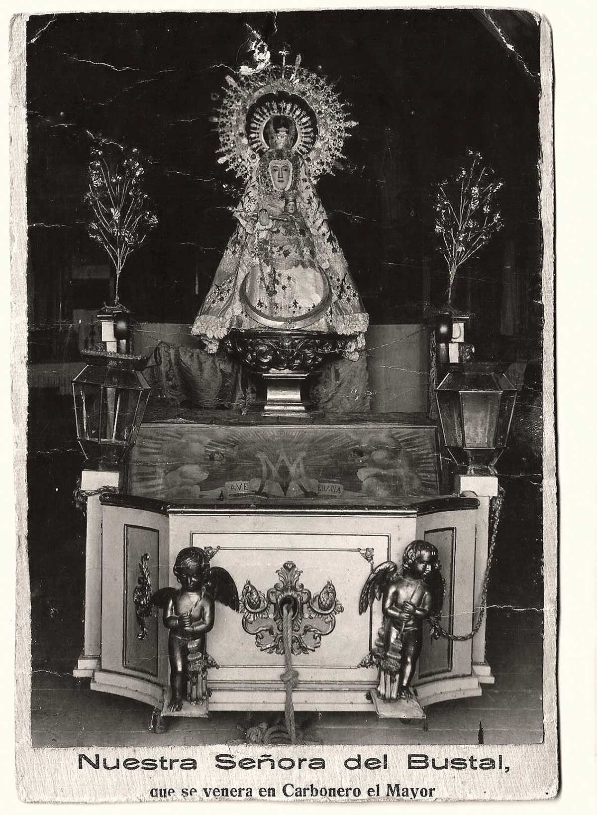 web Antigua estampa de la virgen del Bustal en su carroza