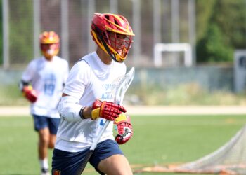 Cándido Cantalejo durante un entrenamiento con la selección española de lacrosse.