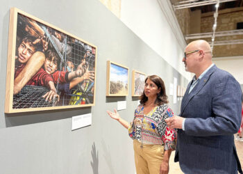 Nora Mora y Juan Carlos Monroy, en la presentación de la muestra.