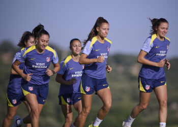 Las jugadoras del equipo rojiblanco en una sesión en tierras segovianas./ATLÉTICO DE MADRID