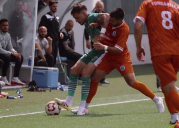 Marc Tenas durante un encuentro de la temporada pasada con el US Cornellá./E.A