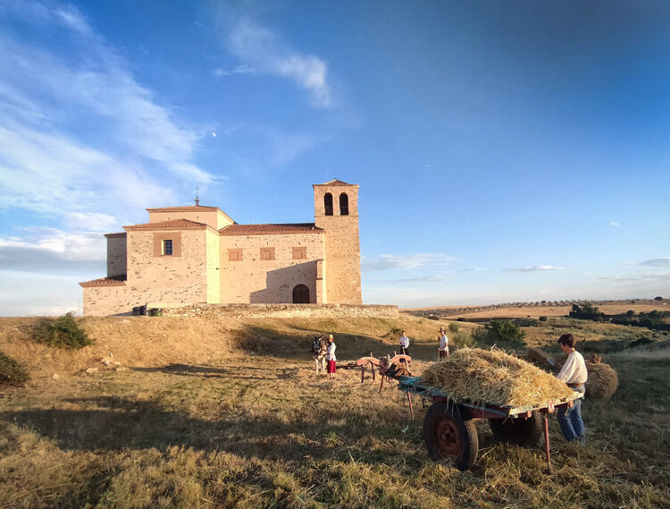 Recreación de una escena de trilla.