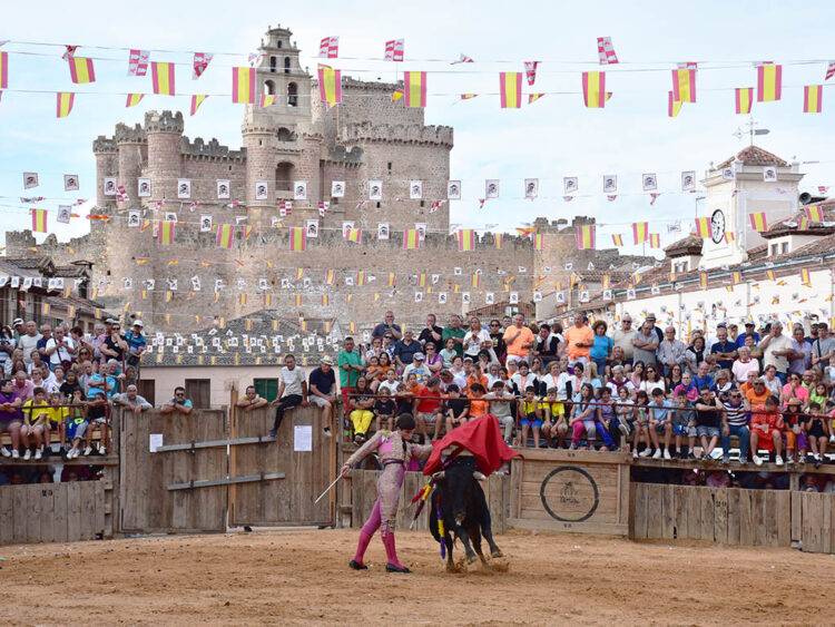 El novillero Jorge Oliva, en la plaza de toros de Turégano. / A.M.
