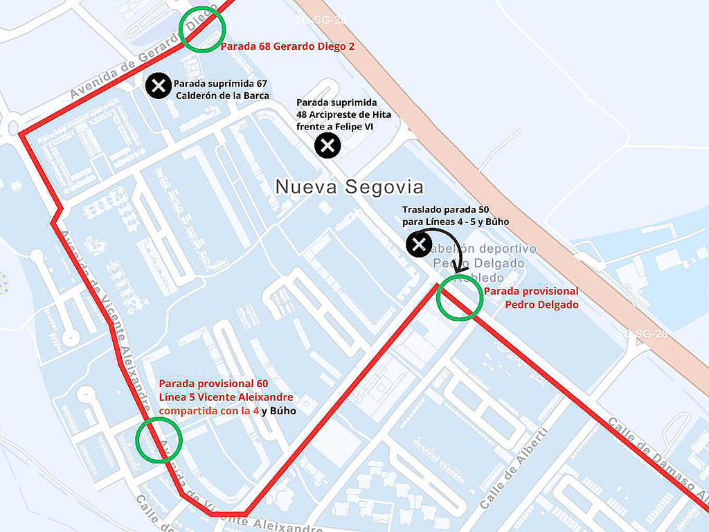 El avance de las obras en Nueva Segovia obliga a suprimir el aparcamiento en dos plazas 2 Lineas urbano Nueva Segovia