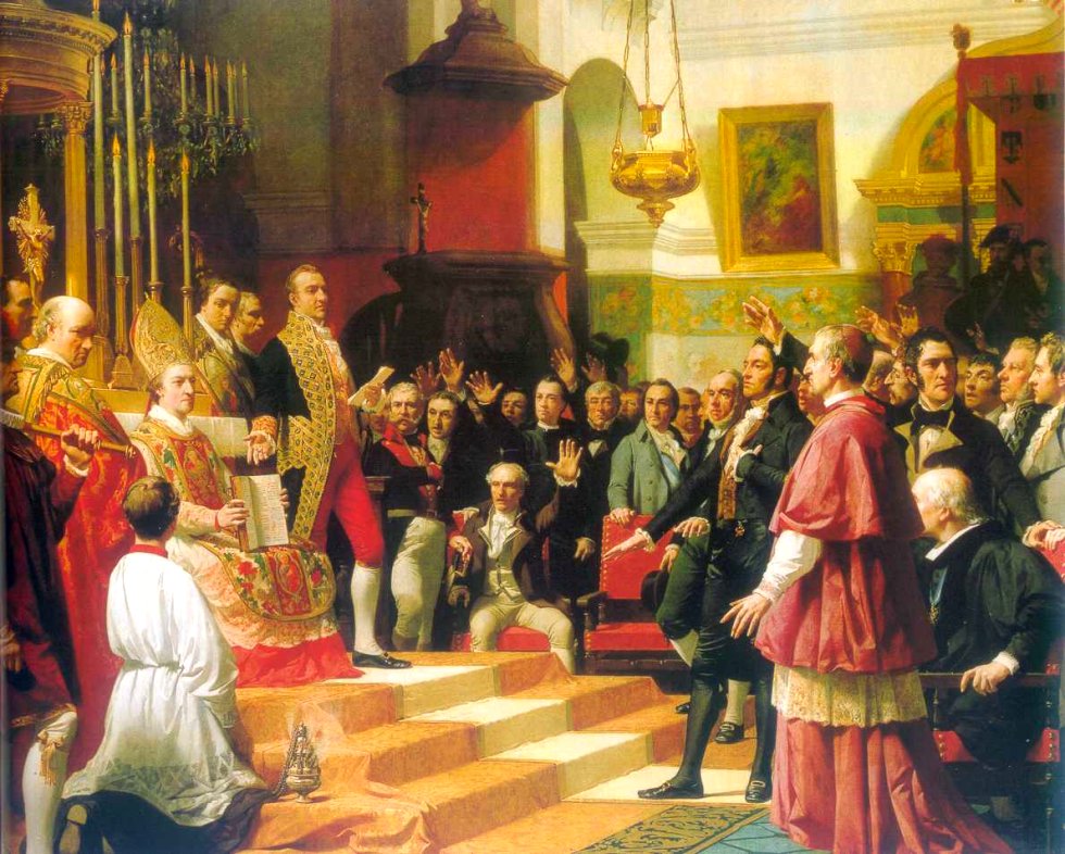 Los diputados de Cádiz 2 El juramento de las Cortes de Cádiz en 1810 de José Casado del Alisal. 1863. Óleo sobre tela.