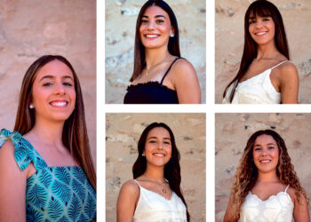 Andrea Casado (Reina), Celia Llorente, Claudia Sáncho, Isabel Rincón y Paula Antón, la Reina y las Damas de 2025 que representarán a los carbonerenses en las fiestas.