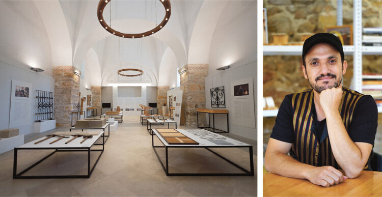 La exposición se ha diseñado como un espacio de consulta y aprendizaje que combina material documental, referencias gráficas, herramientas y piezas artesanas. A la derecha, el profesor Wesam Asali, de IE University. / IEU.R.A.