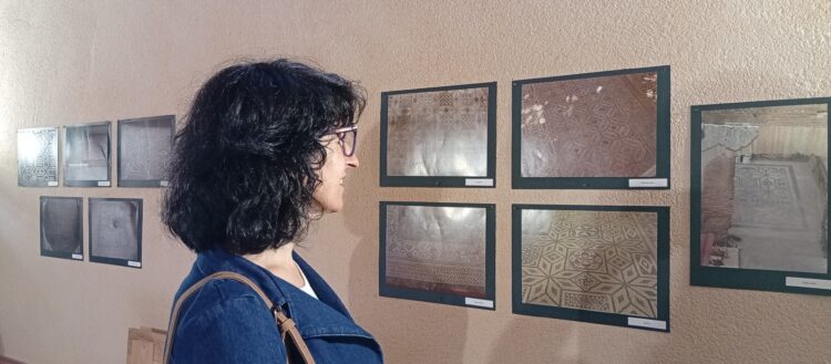 Una de las visitantes de la exposición en Aguilafuente./ E.A.