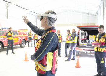 Programa de realidad virtual empleado por los bomberos del equipo de la Diputación Provincial en el Parque de Palazuelos de Eresma.