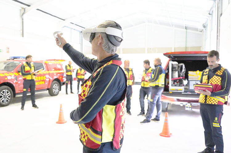 Programa de realidad virtual empleado por los bomberos del equipo de la Diputación Provincial en el Parque de Palazuelos de Eresma.