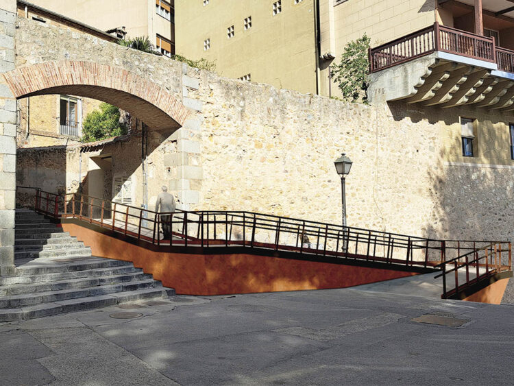 Simulación de la rampa que se instalará en la calle de la Puerta de la Luna. / AYUNTAMIENTO DE SEGOVIA