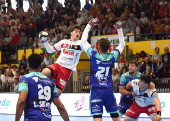 Joao Bandeira busca el lanzamiento en el duelo entre Viveros Herol Nava y Puente Genil./AMADOR MARUGÁN