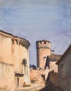 “La provincia que más depósitos tiene del Museo del Prado en toda Castilla y León es Segovia” 3 Callejón de Segovia, entre el ábside de la iglesia de San Sebastián y el torreón de la Casa de las Cadenas. 1852-1858, Martín Rico. Museo del Prado.