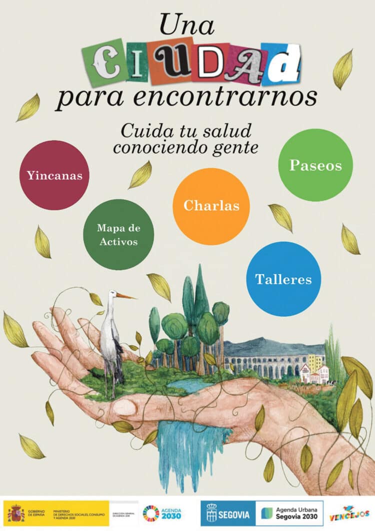 Cartel de ‘Una ciudad para encontrarnos’ dentro de Segovia One Health.