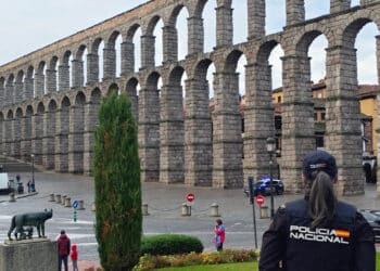 Policía Nacional en el entorno del Acueducto. / POLICÍA NACIONAL