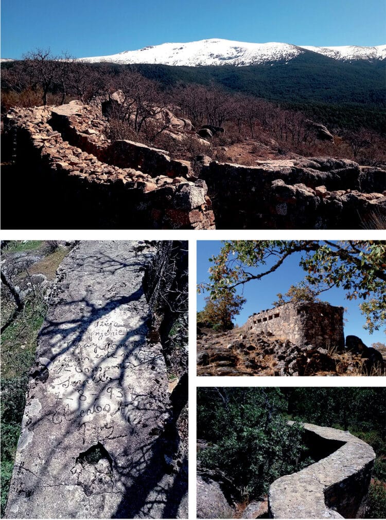 Fortificaciones en el Cerro del Puerco, con leyendas escritas en el cemento por los protagonistas de esta historia./ EA