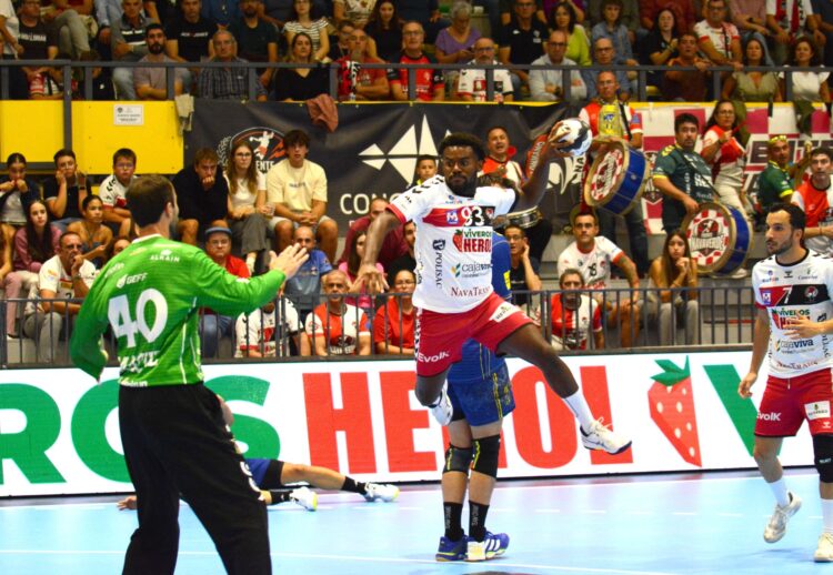 Lufuanitu busca el lanzamiento durante un instante del duelo entre Viveros Herol y Bidasoa./AMADOR MARUGÁN