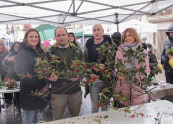 Magdalena Rodríguez (d), en uno de los puestos del mercado./ DIPUTACIÓN
