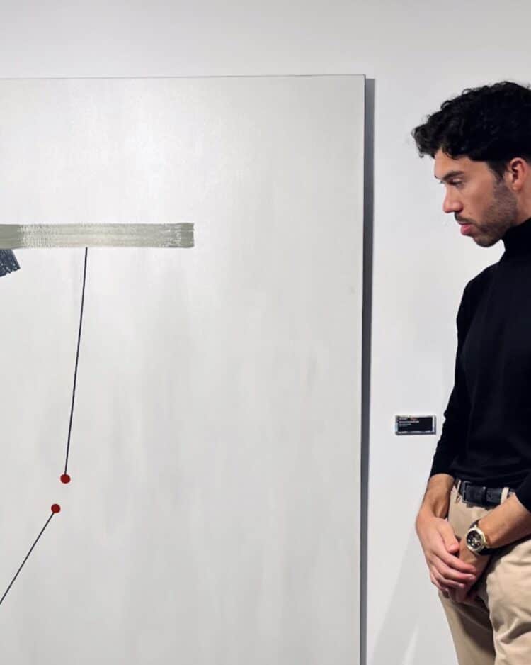 G. Fuentetaja con su obra “Rotura” en XXVIII Certamen Jóvenes Pintores (Salamanca)