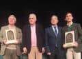 Víctor Mendes, Alonso Fernández, Teófilo Sanz e Ismael Martín, en la conferencia taurina de Sepúlveda. / PEÑA TAURINA VICTORIANO DE LA SERNA