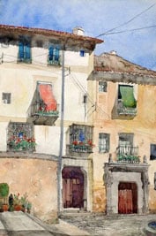 La iglesia de San Martín y la plaza de las Sirenas (I) 6 6 Old house at Segovia Spain acuarela 1920