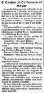 El casino de Carbonero, un ejemplo de sociedad recreativa en el mundo rural segoviano (I) 2 Noticia de 1921.